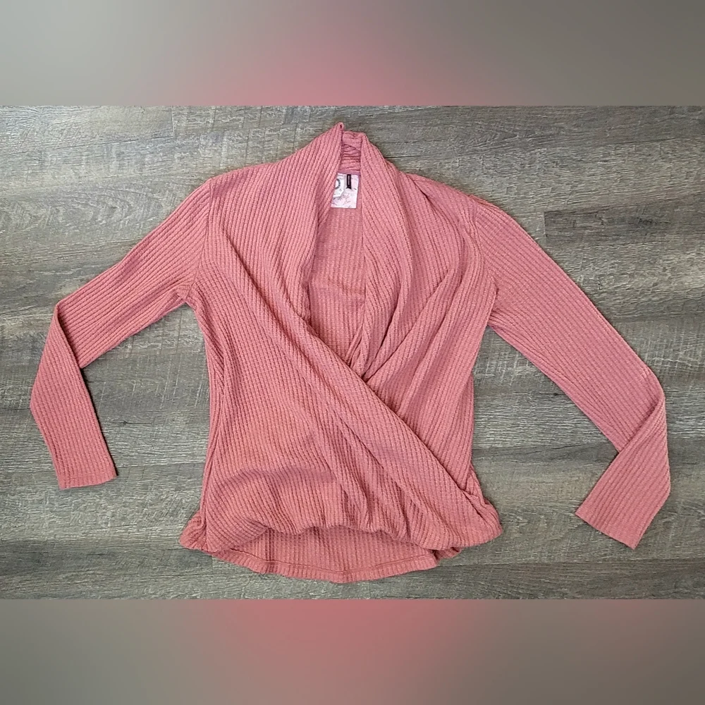 Akemi + Kin Anthropologie Woodruff Waffle Knit Wrap  Long-sleeved Top Womens S - Picture 6 of 12